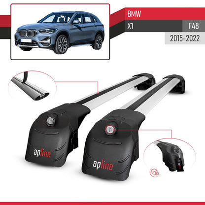 Compatible con BMW X1 (F48) 2016-2022 ACE-2 Barras de Techo Auto Portaequipajes Barras Transversales Gris Aluminio 2 Barras