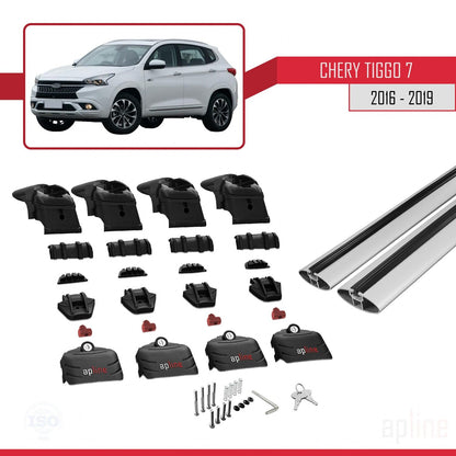 Compatibile con Chery Tiggo 7 (T15) 2016-2019 ACE-2 Barre portatutto per auto Portapacchi in alluminio grigio 2 barre