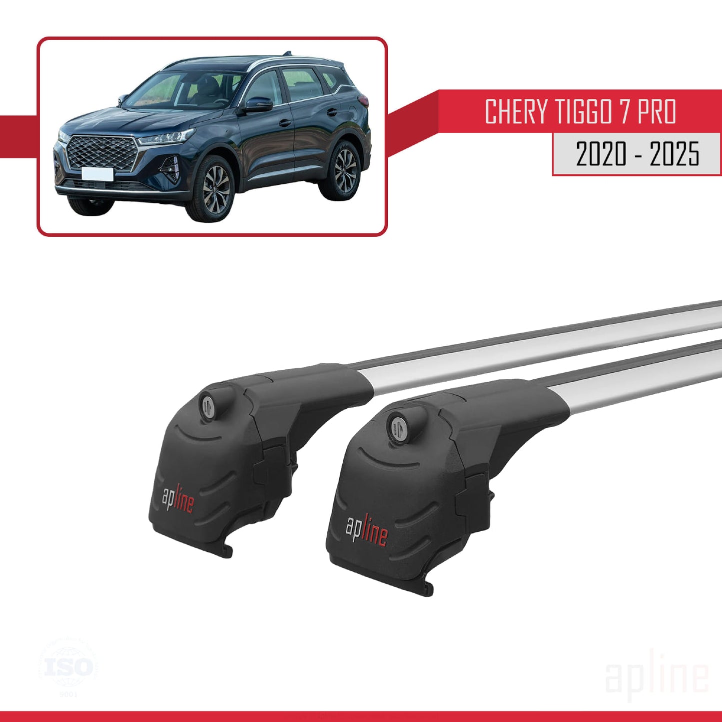 Compatibile con Chery Tiggo 7 (T15) Pro 2020-2025 ACE-2 Barre portatutto per auto Portapacchi in alluminio grigio 2 barre