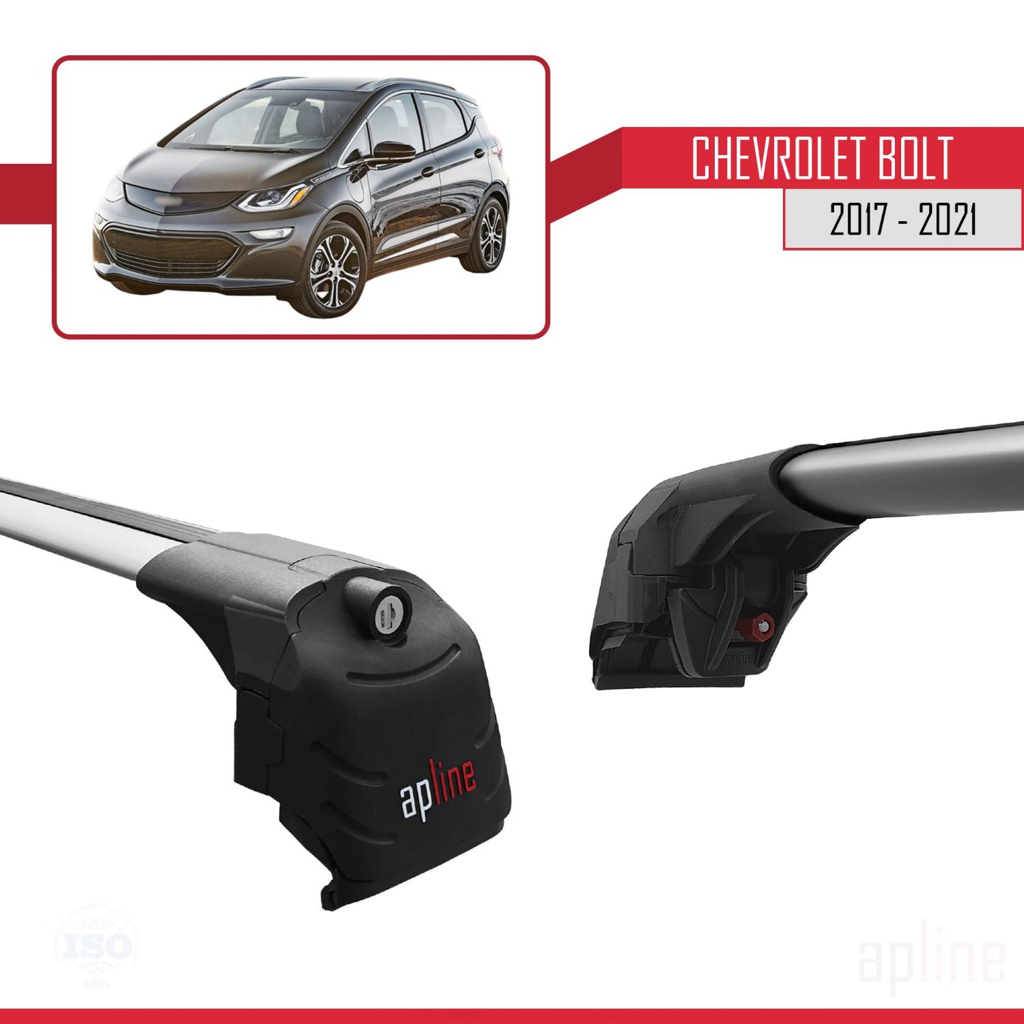 Compatibile con Chevrolet Bolt 2017-2021 ACE-2 Barre portatutto per auto Portapacchi in alluminio grigio 2 barre