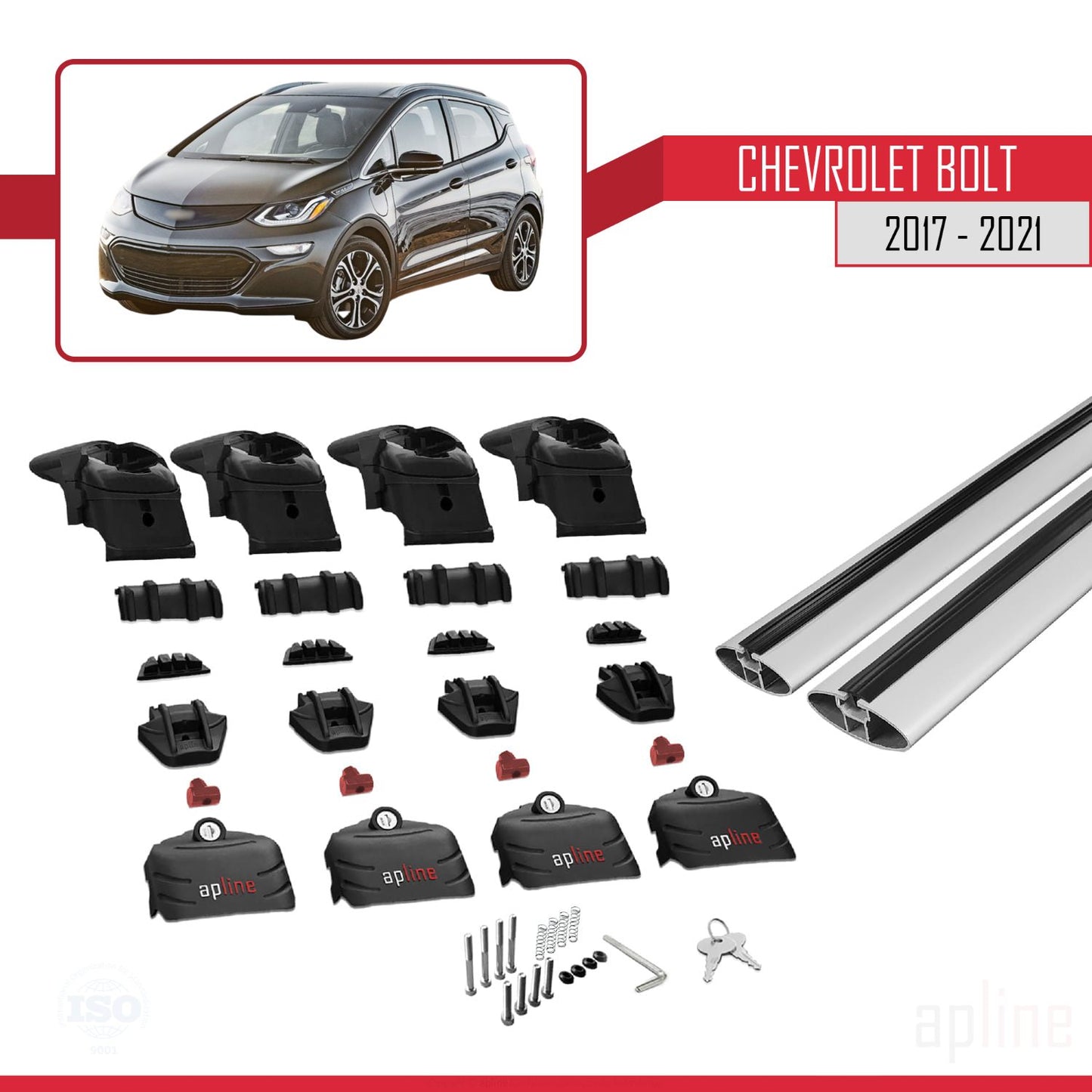 Compatibile con Chevrolet Bolt 2017-2021 ACE-2 Barre portatutto per auto Portapacchi in alluminio grigio 2 barre
