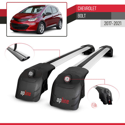 Compatible con Chevrolet Bolt 2017-2021 ACE-2 Barras de Techo Auto Portaequipajes Barras Transversales Gris Aluminio 2 Barras