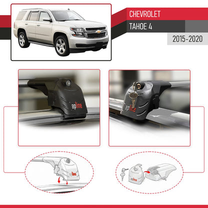 Compatible con Chevrolet Tahoe 4 2015-2020 ACE-2 Barras de Techo Auto Portaequipajes Barras Transversales Gris Aluminio 2 Barras