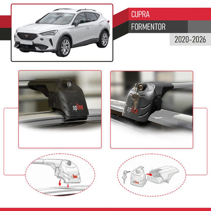 Compatible con Cupra Formentor 2020-2025 ACE-2 Barras de Techo Auto Portaequipajes Barras Transversales Gris Aluminio 2 Barras