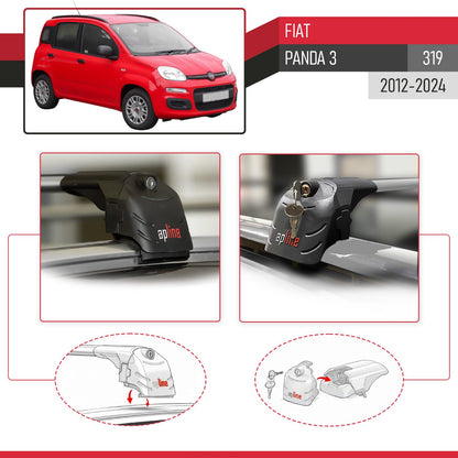 Compatible con Fiat Panda 3 (319) 2012-2024 ACE-2 Barras de Techo Auto Portaequipajes Barras Transversales Gris Aluminio 2 Barras
