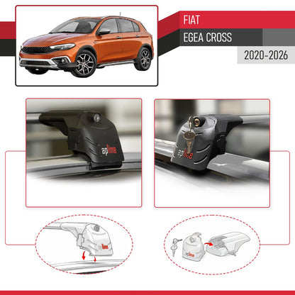 Compatible con Fiat Egea Cross 2020-2025 ACE-2 Barras de Techo Auto Portaequipajes Barras Transversales Gris Aluminio 2 Barras