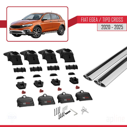 Compatible avec Fiat Egea Cross 2020-2025 ACE-2 Barres de Toit Railing Porte-Bagages de Voiture Gris Aluminium 2 Barres