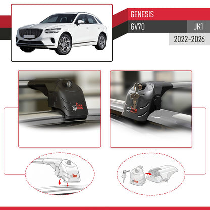 Compatible with Genesis GV70 (JK1) 2022-2025 ACE-2 Car Roof Rack Cross Bar Grey Aluminium 2 Bars