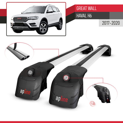 Compatible with Great Wall Haval H6 Pre-Facelift 2017-2020 ACE-2 Car Roof Rack Cross Bar Grey Aluminium 2 Bars