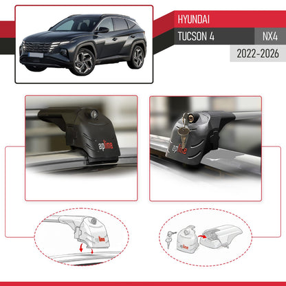 Compatible con Hyundai Tucson 4 (NX4) 2022-2025 ACE-2 Barras de Techo Auto Portaequipajes Barras Transversales Gris Aluminio 2 Barras