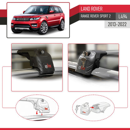Compatible con Land Rover Range Rover Sport 2 (L494) 2014-2022 ACE-2 Barras de Techo Auto Portaequipajes Barras Transversales Gris Aluminio 2 Barras