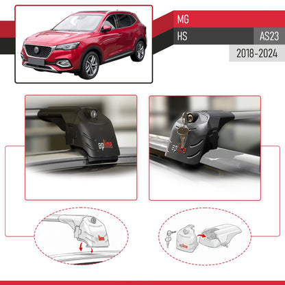 Compatible con MG HS (AS23) 2018-2024 ACE-2 Barras de Techo Auto Portaequipajes Barras Transversales Gris Aluminio 2 Barras
