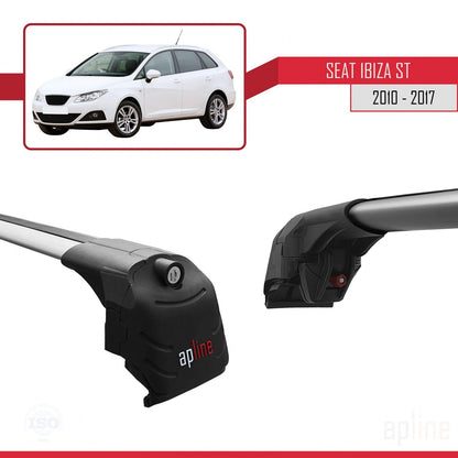 Compatible avec Seat Ibiza 4 (6J) ST 2010-2017 ACE-2 Barres de Toit Railing Porte-Bagages de Voiture Gris Aluminium 2 Barres