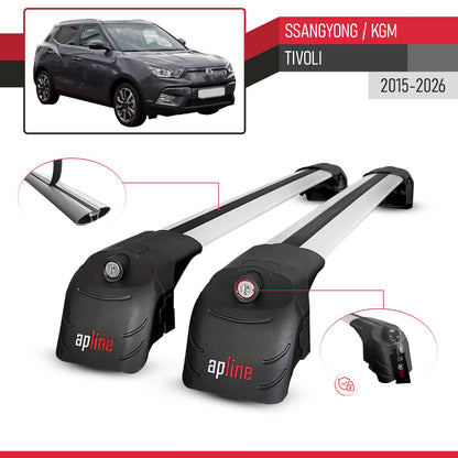 Compatible con Ssangyong Tivoli 2015-2025 ACE-2 Barras de Techo Auto Portaequipajes Barras Transversales Gris Aluminio 2 Barras