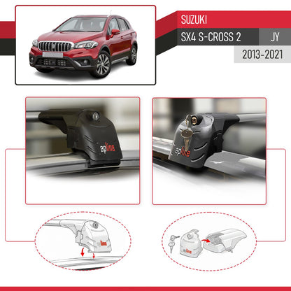 Compatible con Suzuki SX4 S-Cross 3 (JYB) 2013-2021 ACE-2 Barras de Techo Auto Portaequipajes Barras Transversales Gris Aluminio 2 Barras