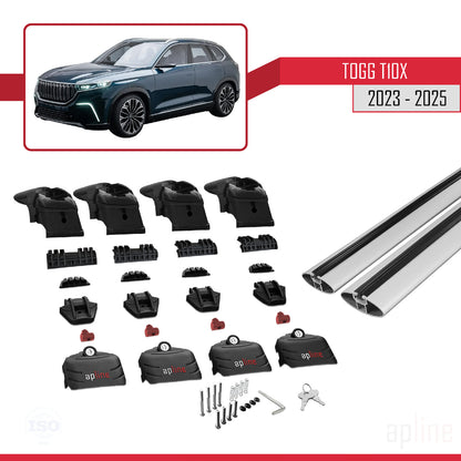 Compatible avec Togg T10X 2023-2025 ACE-2 Barres de Toit Railing Porte-Bagages de Voiture Gris Aluminium 2 Barres