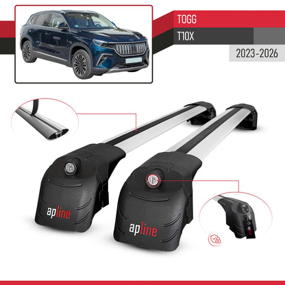 Compatible con Togg T10X 2023-2025 ACE-2 Barras de Techo Auto Portaequipajes Barras Transversales Gris Aluminio 2 Barras