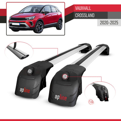 Compatible con Vauxhall Crossland 2020-2024 ACE-2 Barras de Techo Auto Portaequipajes Barras Transversales Gris Aluminio 2 Barras