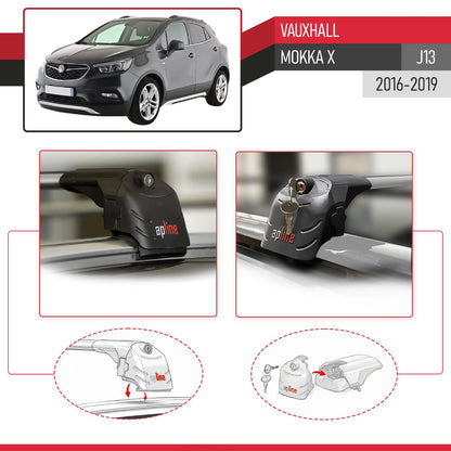 Compatible con Vauxhall Mokka X (J13) 2016-2019 ACE-2 Barras de Techo Auto Portaequipajes Barras Transversales Gris Aluminio 2 Barras