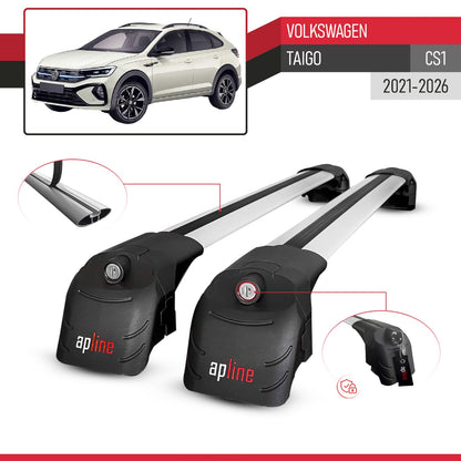 Compatible con Volkswagen Taigo (CS1) 2021-2025 ACE-2 Barras de Techo Auto Portaequipajes Barras Transversales Gris Aluminio 2 Barras