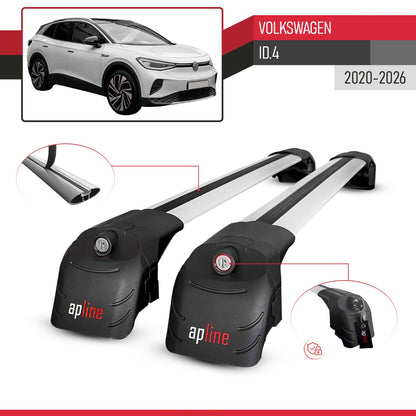 Compatible con Volkswagen ID.4 2020-2025 ACE-2 Barras de Techo Auto Portaequipajes Barras Transversales Gris Aluminio 2 Barras
