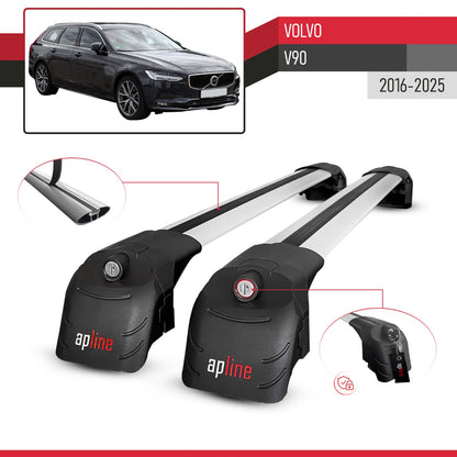 Compatible con Volvo V90 2017-2025 ACE-2 Barras de Techo Auto Portaequipajes Barras Transversales Gris Aluminio 2 Barras
