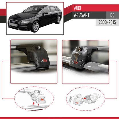 Compatible con A4 (B8) Avant 2008-2015 ACE-2 Barras de Techo Auto Portaequipajes Barras Transversales Gris Aluminio 2 Barras