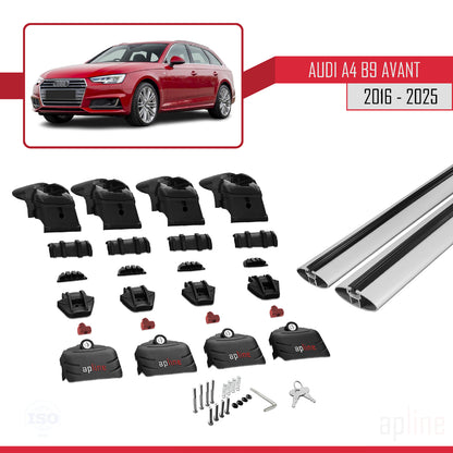 Compatibile con A4 (B9) Avant 2016-2025 ACE-2 Barre portatutto per auto Portapacchi Alluminio grigio 2 barre