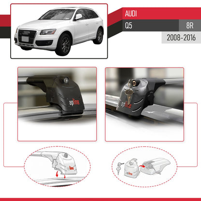 Compatible con Q5 (8R) 2009-2016 ACE-2 Barras de Techo Auto Portaequipajes Barras Transversales Gris Aluminio 2 Barras