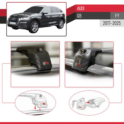 Compatible con Q5 (FY) 2017-2024 ACE-2 Barras de Techo Auto Portaequipajes Barras Transversales Gris Aluminio 2 Barras