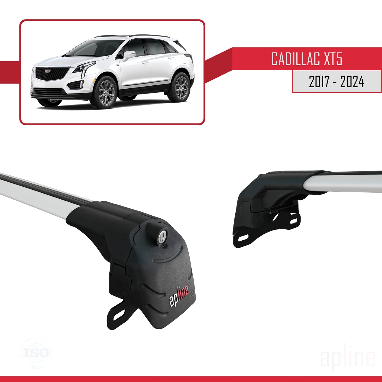 Compatibile con Cadillac XT5 2017-2024 ACE-2 Barre portatutto per auto Portapacchi in alluminio grigio 2 barre