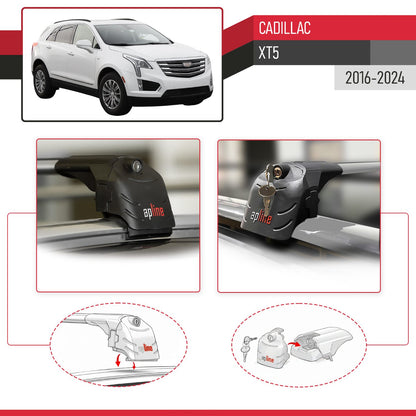 Compatible con Cadillac XT5 2017-2024 ACE-2 Barras de Techo Auto Portaequipajes Barras Transversales Gris Aluminio 2 Barras
