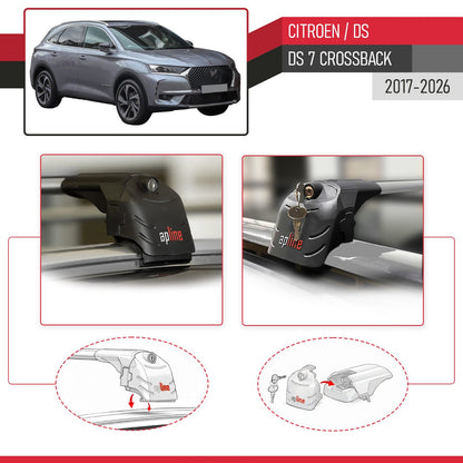 Compatible con Citroen/DS 7 Crossback 2018-2025 ACE-2 Barras de Techo Auto Portaequipajes Barras Transversales Gris Aluminio 2 Barras