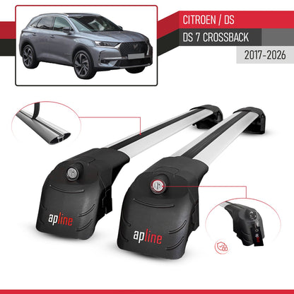 Compatible con Citroen/DS 7 Crossback 2018-2025 ACE-2 Barras de Techo Auto Portaequipajes Barras Transversales Gris Aluminio 2 Barras