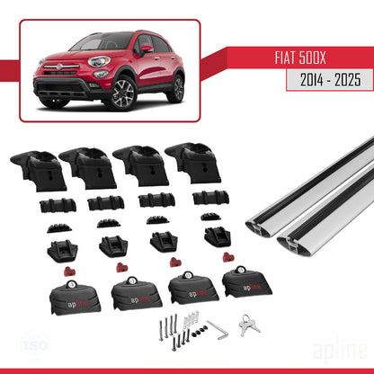 Compatibile con Fiat 500X 2014-2025 ACE-2 Barre Portatutto Portapacchi Auto Alluminio Grigio 2 Barre