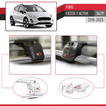 Compatible con Ford Fiesta 7 Active 2018-2023 ACE-2 Barras de Techo Auto Portaequipajes Barras Transversales Gris Aluminio 2 Barras