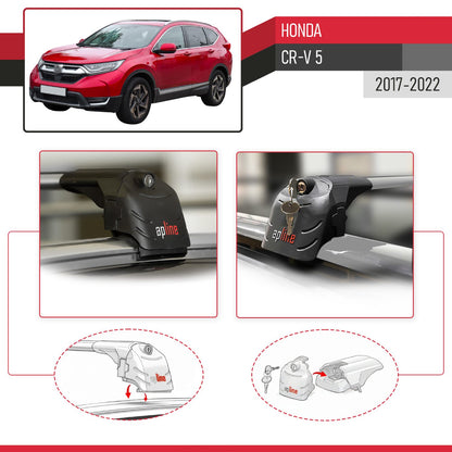 Compatible con Honda CR-V 5 2017-2022 ACE-2 Barras de Techo Auto Portaequipajes Barras Transversales Gris Aluminio 2 Barras