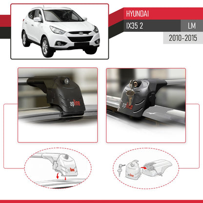 Compatible con Hyundai ix35 2 (LM) 2010-2015 ACE-2 Barras de Techo Auto Portaequipajes Barras Transversales Gris Aluminio 2 Barras