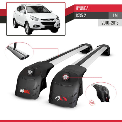 Compatible con Hyundai ix35 2 (LM) 2010-2015 ACE-2 Barras de Techo Auto Portaequipajes Barras Transversales Gris Aluminio 2 Barras