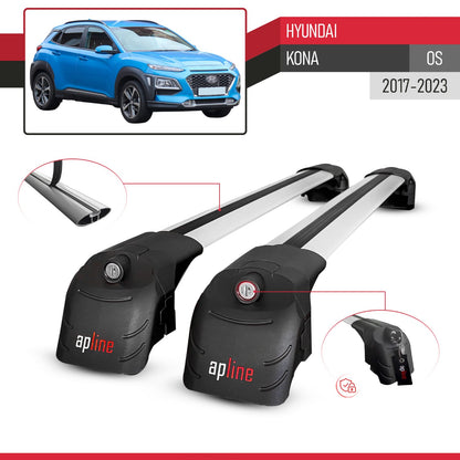 Compatible con Hyundai Kona (OS) 2017-2022 ACE-2 Barras de Techo Auto Portaequipajes Barras Transversales Gris Aluminio 2 Barras