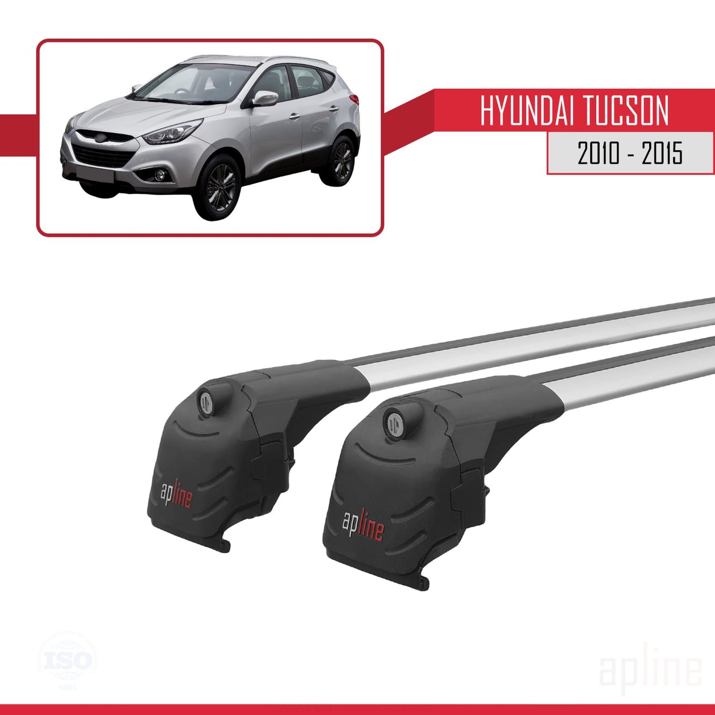 Compatible avec Hyundai Tucson 2 (LM) 2010-2015 ACE-2 Barres de Toit Railing Porte-Bagages de Voiture Gris Aluminium 2 Barres