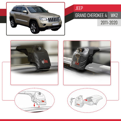 Compatible con Jeep Grand Cherokee 4 (WK2) 2011-2020 ACE-2 Barras de Techo Auto Portaequipajes Barras Transversales Gris Aluminio 2 Barras