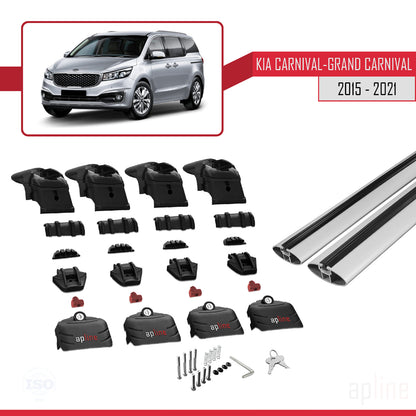 Compatible with Kia Carnival 3 (YP) 2015-2021 ACE-2 Car Roof Rack Cross Bar Grey Aluminium 2 Bars