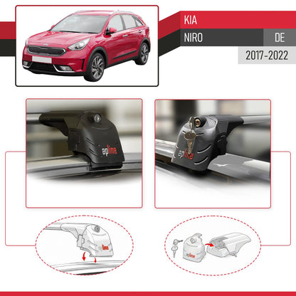Compatible con Kia Niro (DE) 2017-2022 ACE-2 Barras de Techo Auto Portaequipajes Barras Transversales Gris Aluminio 2 Barras
