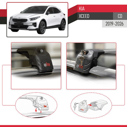 Compatible con Kia XCeed (CD) 2019-2025 ACE-2 Barras de Techo Auto Portaequipajes Barras Transversales Gris Aluminio 2 Barras