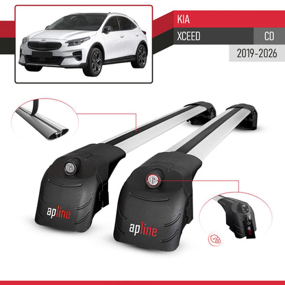 Compatible con Kia XCeed (CD) 2019-2025 ACE-2 Barras de Techo Auto Portaequipajes Barras Transversales Gris Aluminio 2 Barras