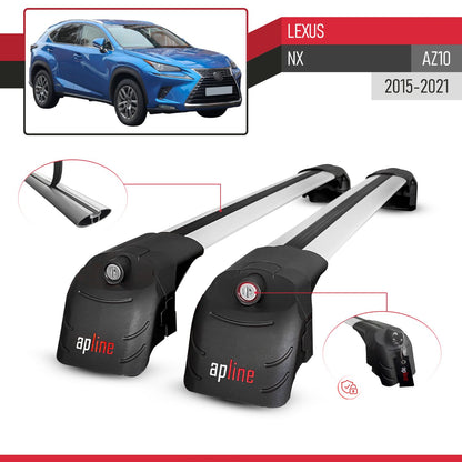 Compatible con Lexus NX (AZ10) 2015-2021 ACE-2 Barras de Techo Auto Portaequipajes Barras Transversales Gris Aluminio 2 Barras