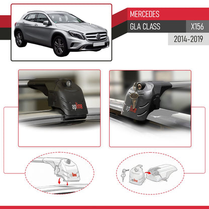 Compatible con Mercedes Clase GLA (X156) 2014-2019 ACE-2 Barras de Techo Auto Portaequipajes Barras Transversales Gris Aluminio 2 Barras