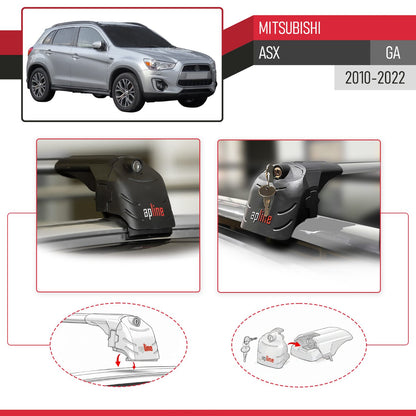 Compatible con Mitsubishi ASX (GA) 2010-2022 ACE-2 Barras de Techo Auto Portaequipajes Barras Transversales Gris Aluminio 2 Barras