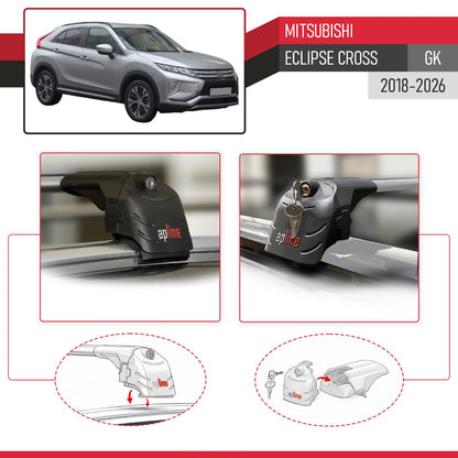 Compatible con Mitsubishi Eclipse Cross (GK) 2018-2025 ACE-2 Barras de Techo Auto Portaequipajes Barras Transversales Gris Aluminio 2 Barras